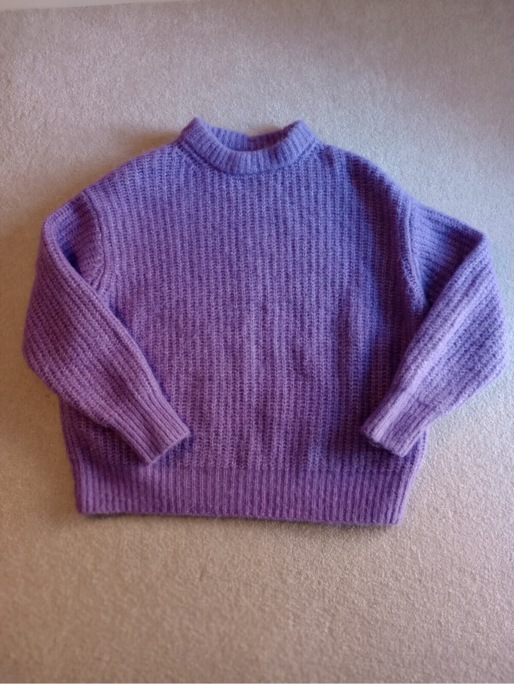 Zara Pullover Sweater Oversized Slouchy Cozy Lavender Purple Crew Neck Layer M